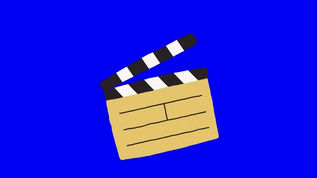 Film clapper board on blue background for movie production