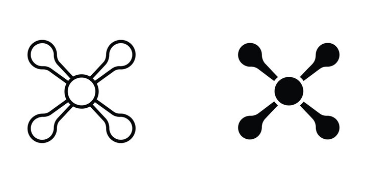Comparison of filled and unfilled abstract geometric molecular structures with five arms