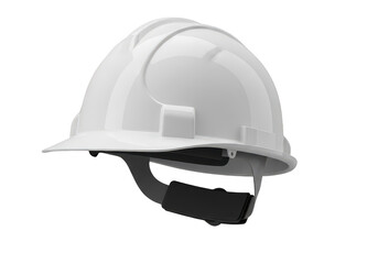 Fototapeta premium A standard white hard hat protective headgear designed for safety on industrial construction sites isolated on transparent background