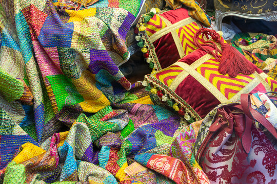 Colorful handmade textile and decorative fabric pattern