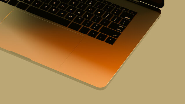 Minimalist design of laptop with plain keyboard and screen view