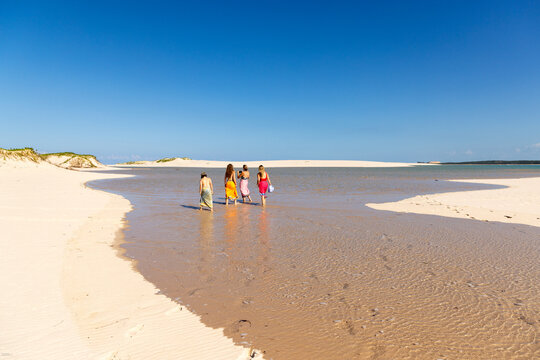 family exploring  Bazaruto island off coast of Vilankulos, Mozambique, Africa