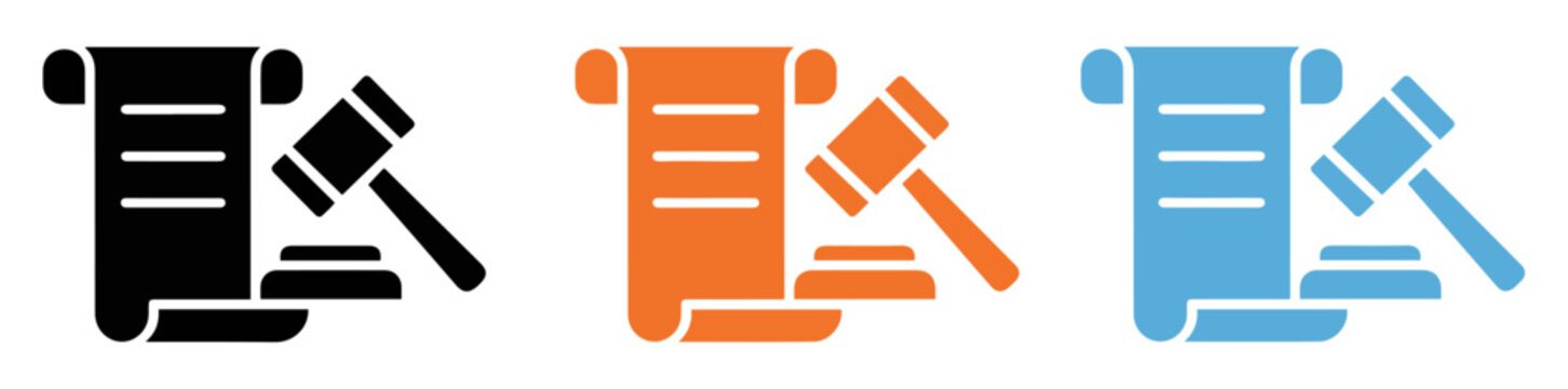 legal gavel document justice law icon