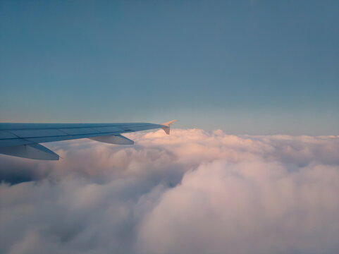 Aerial view of clouds during flight over Tenerife