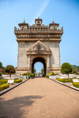 Fototapeta premium Patuxai or Victory Gate or Gate of Triumph, in Downtown Vientiane, Laos,