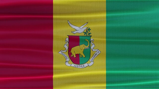 Guinea flag waving in the wind with high quality fabric texture