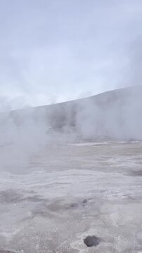 Erupting El Tatio Geyser Atacama Chile