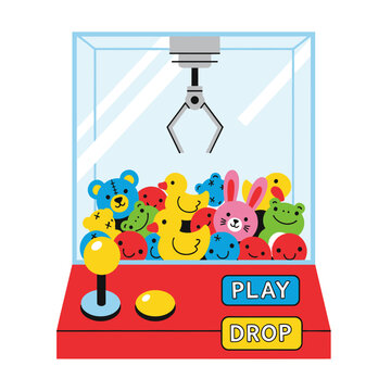 Claw machine arcade game with plush toys
