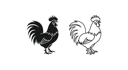Fototapeta premium Rooster Illustrations: Stylish Black & White Designs Vector