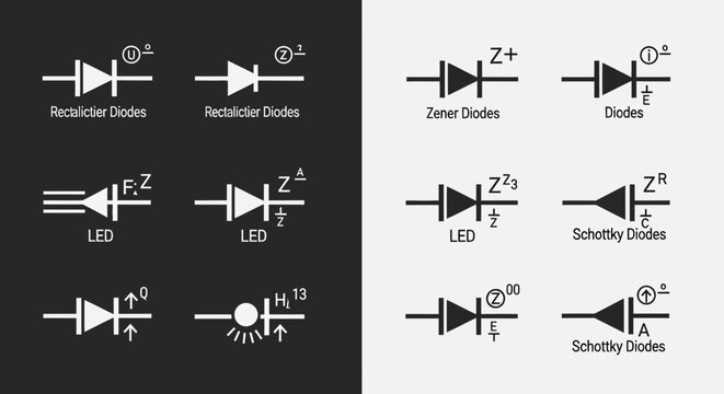Electronic diode circuit symbols.