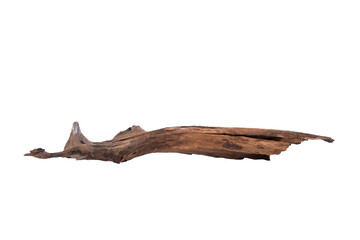 Fototapeta premium Driftwood aged wood isolated on white background. Piece of driftwood driftwood close up for aquarium.