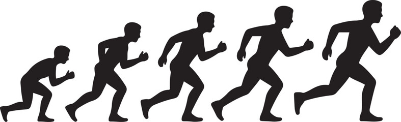 Fototapeta premium silhouette of a sequence of steps starting to run. black icon drawing vector
