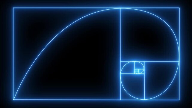 line animation of golden ratio Fibonacci sequence golden number.Golden ratio transparent video .4k motion video animation.