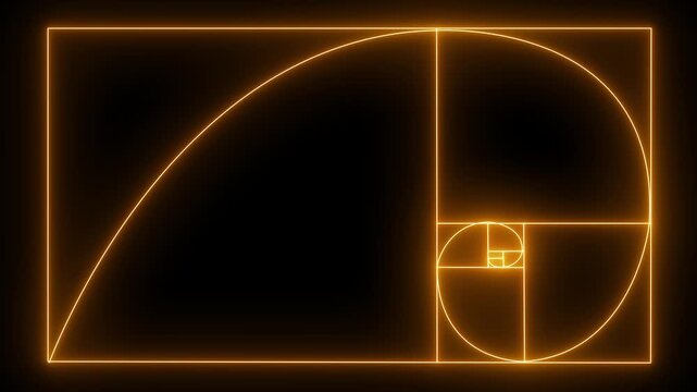 line animation of golden ratio Fibonacci sequence golden number.Golden ratio transparent video .4k motion video animation.