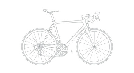 Fototapeta premium Detailed black and white line art drawing of a modern racing bicycle isolated on a plain background perfect for coloring books or simple graphic design projects