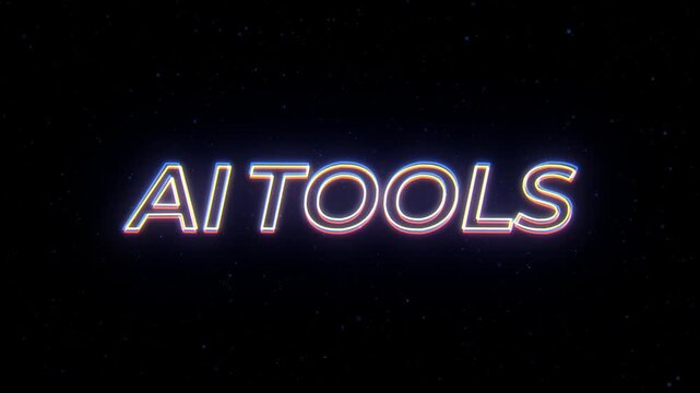 AI Tools Neon Sign Text with Classic Retro Theme