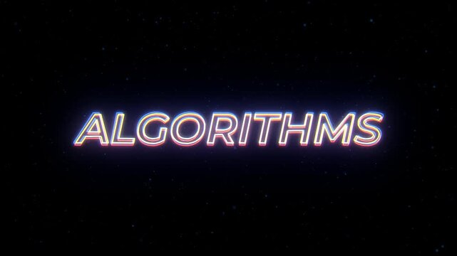 Algorithms Neon Sign Text with Classic Retro Theme