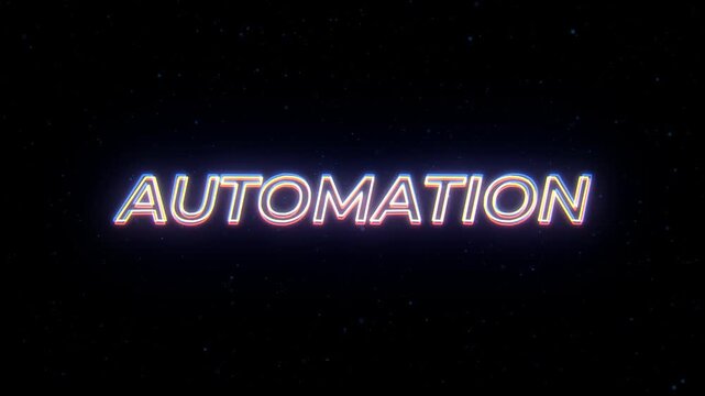 Automation Neon Sign Text with Classic Retro Theme
