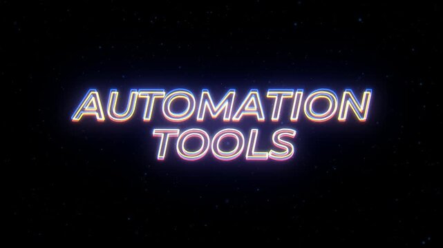 Automation Tools Neon Sign Text with Classic Retro Theme