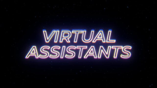  Virtual Assistants Neon Sign Text with Classic Retro Theme