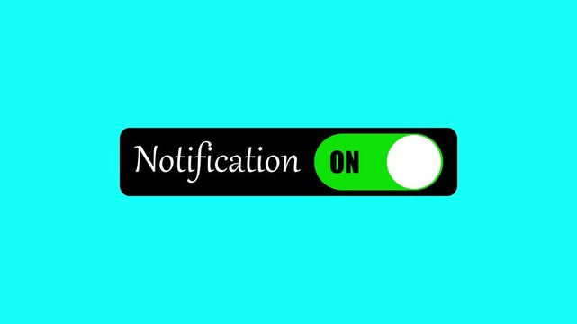 Notification on switch button animation with cyan background for mobile apps.