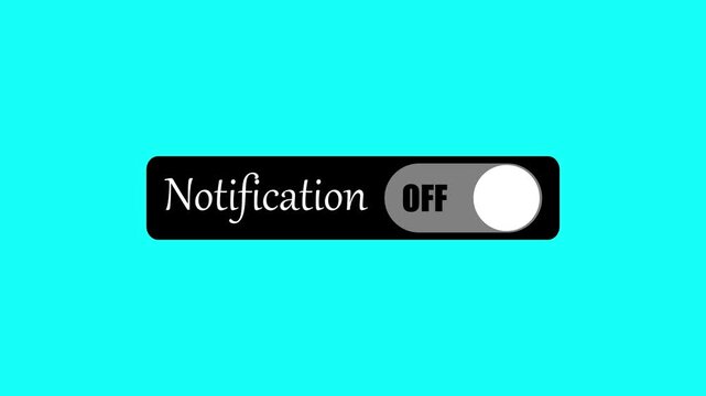 Notification off switch button animation on cyan background.