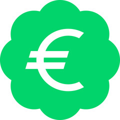 Fototapeta premium Euro Currency Symbol on a Green Scalloped Icon Badge for Financial and Business Use