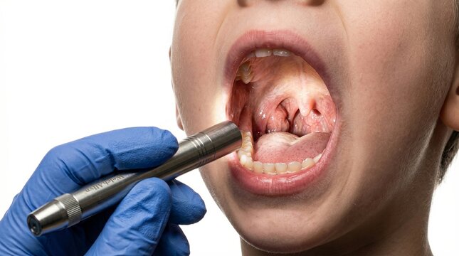 Young patient opens mouth widely while dentist conducts comprehensive oral health inspection