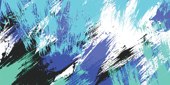 Abstract artistic brush stroke background with vibrant blue and cyan colors in modern dynamic style vector illustration
