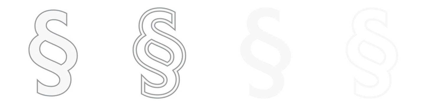 White paragraphen symbol section sign icon png with simple and outline on transparent background for law legal justice mark