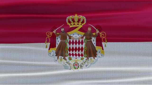 Monaco flag waving in the wind with high quality fabric texture