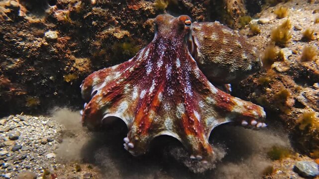An Octopus Resting On The Seabed In Its Natural Habitat