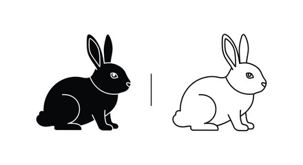 Obraz premium Black White Rabbit Duality Symbol Design Vector