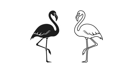 Obraz premium Black and White Flamingo Vector Illustrations Design Vector