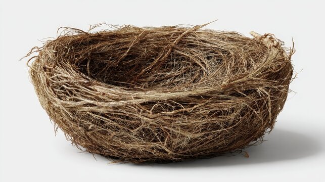 Minimalist digital illustration of an empty bird nest on a white background