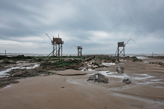 P&ecirc;cheries traditionnelles sur la c&ocirc;te &agrave; Saint-Brevin-les-Pins