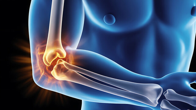 Medical Visualization of Arm Bone Structure with Glowing Arthritis Highlight