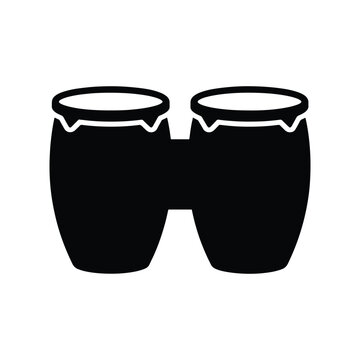 Musical bongo drums silhouette black flat vector icon
