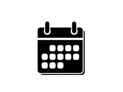 Simple black calendar icon with dates grid