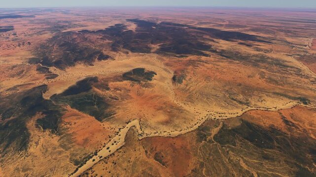 Circular aerial drone shot of Ennedi Plateau. Chad