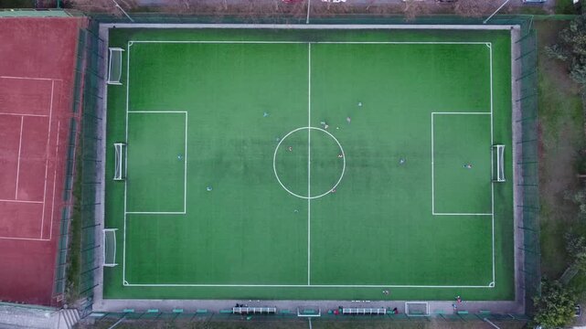 a football game viewed from a bird's-eye view