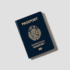 Naklejka premium International Passport Isolated On A Light Grey Background
