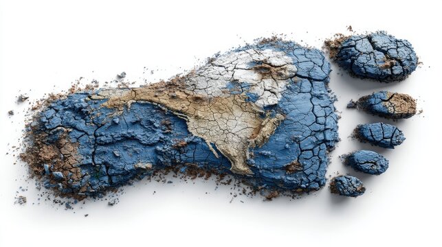 Footprint on Earth showing the impact of human activity on the planet