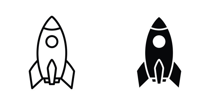 Contrasting depiction of a rocket ship in two different styles of line art