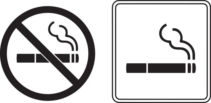 No smoking and smoking area signs simple.