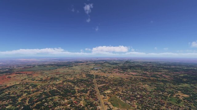 Aerial view of Marsabit town. Kenya