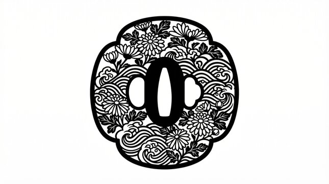 Japanese Tsuba, Blade Guard with Floral Motif, a Symbol of Samurai Heritage