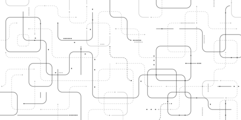 Fototapete Kunst Geometric line pattern Minimal geometric background with thin rounded lines and dotted paths, ideal for UX UI design, data flow visualization, and modern tech or corporate layouts  © LariBat