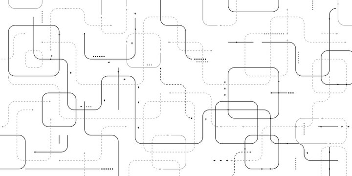 Geometric line pattern Minimal geometric background with thin rounded lines and dotted paths, ideal for UX UI design, data flow visualization, and modern tech or corporate layouts