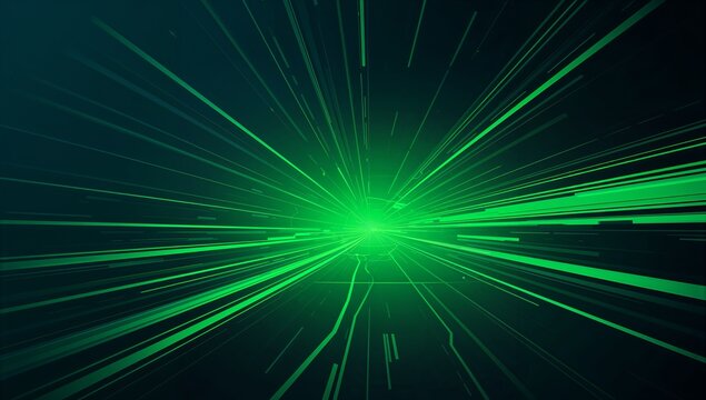 Abstract Green Lightning &ndash; Vector Thunderbolt on Dark or Bright Green, Electric Energy Background

